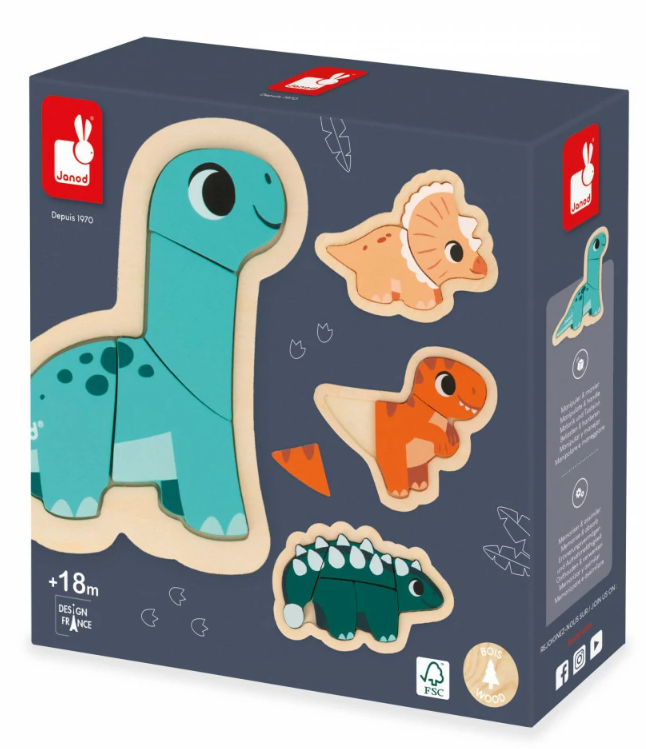 4 Puzzle Evolutivo Dino - Janod