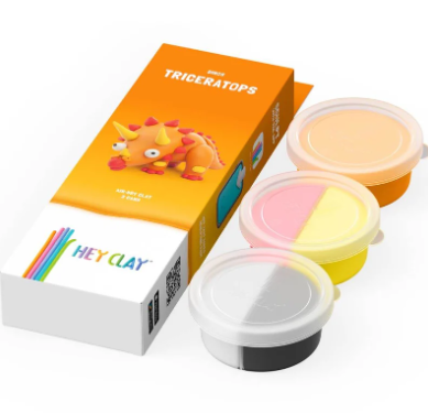 Plastilina Interactiva Triceratops (3 botes) - Hey Clay
