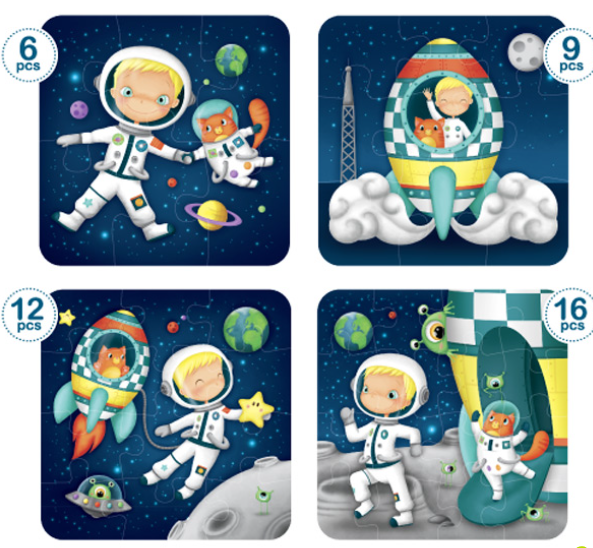 Puzzle Astronauta 4 en 1 - Eurekakids