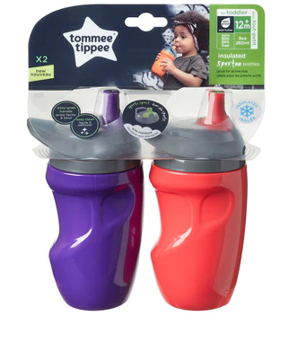 Botellas de Agua Deportivas Aisladas Morado, Rojo – Pack de 2 - Tommee Tippee