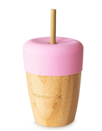 Vaso de Bambú Rosa con Pajita – Ecorascals