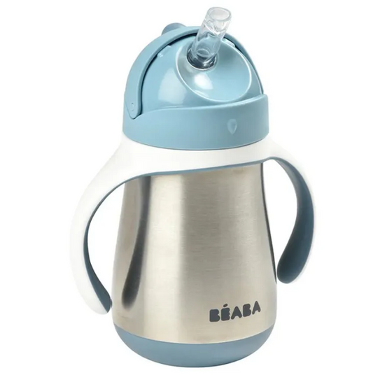 Taza de Aprendizaje Azul con Pajita Inox 250 ml – Béaba