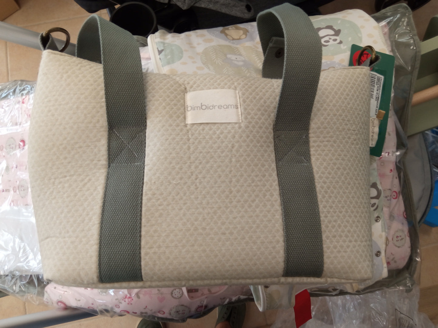 Bolso Organizador+ Cambiador Crossbody Rombos Lino - Bimbidreams