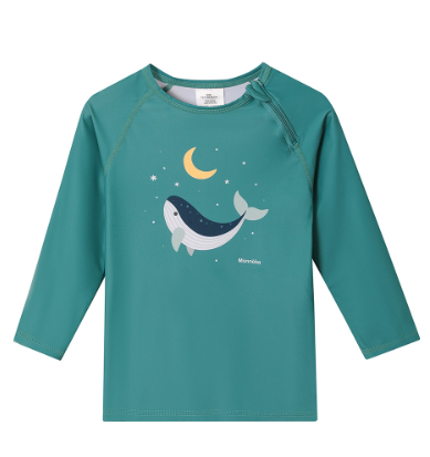 Camiseta Protección Solar Manga Larga Whale Teal - Monnëka