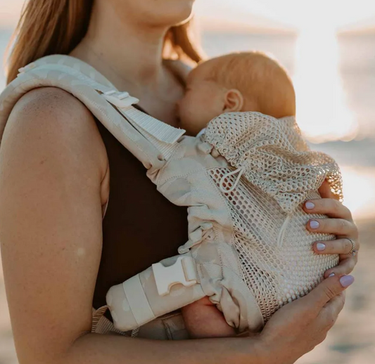 Mochila Porteo E-Carrier Mesh Taupe Leaves - Quokkababy