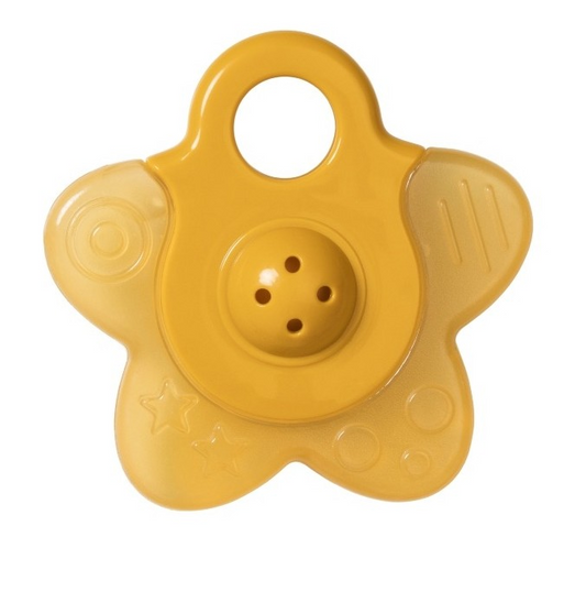 Mordedor Agua Con Sonajero "Star" Mostaza - Saro