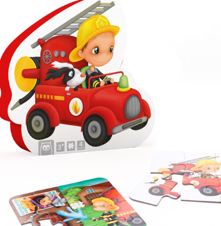 Puzzle Bomberos 4 en 1 - Eurekakids (caja exterior descolorida)