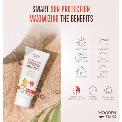 Protector Solar Mineral MANGO SPF 50 Cara/Cuerpo Bebé/Adulto 150ml - Wooden Spoon