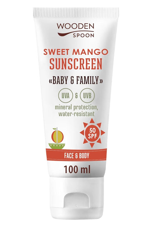 Protector Solar Mineral MANGO SPF 50 Cara/Cuerpo Bebé/Adulto 100ml - Wooden Spoon