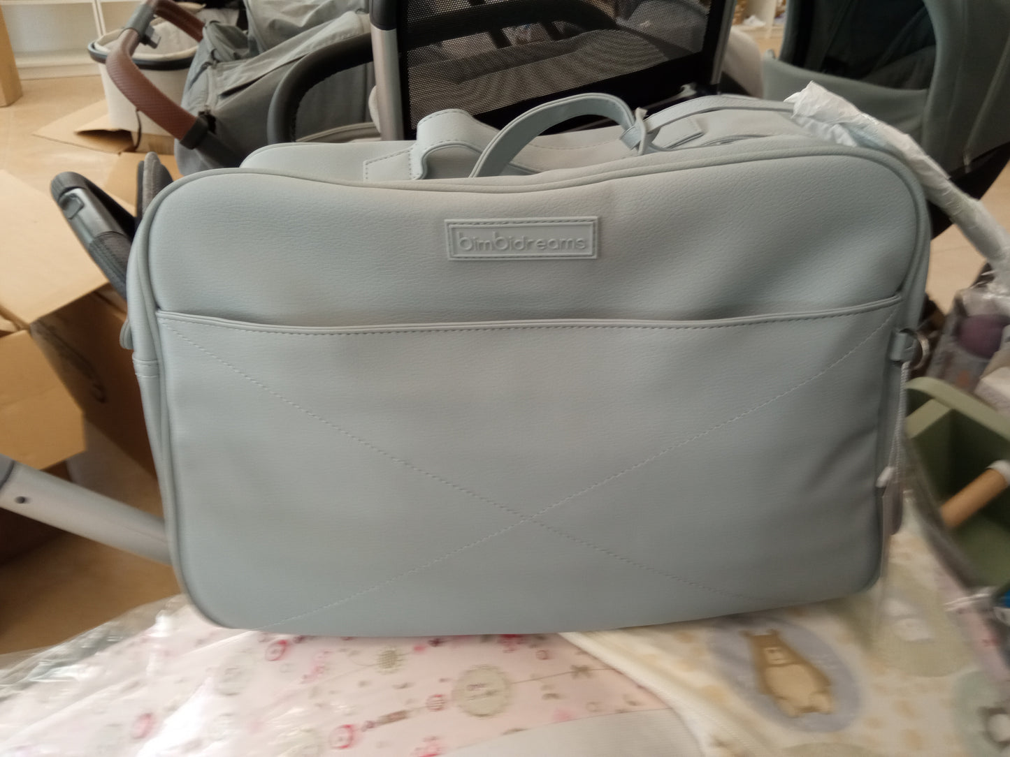 Bolso Maternal+ Cambiador Quilt Azul Grisaseo - Bimbidreams