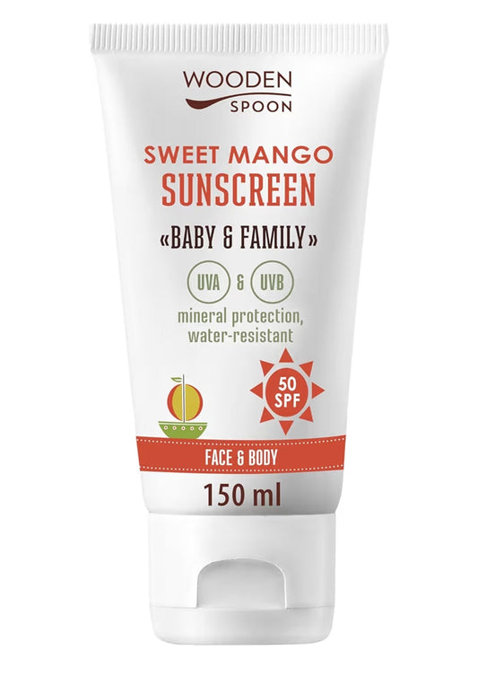 Protector Solar Mineral MANGO SPF 50 Cara/Cuerpo Bebé/Adulto 150ml - Wooden Spoon